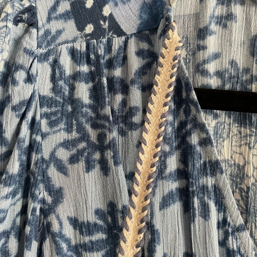 Frye Women XS Blue Chambray Patchwork Boho Western Long Sleeve Midi Dress NWT - Picture 9 of 15